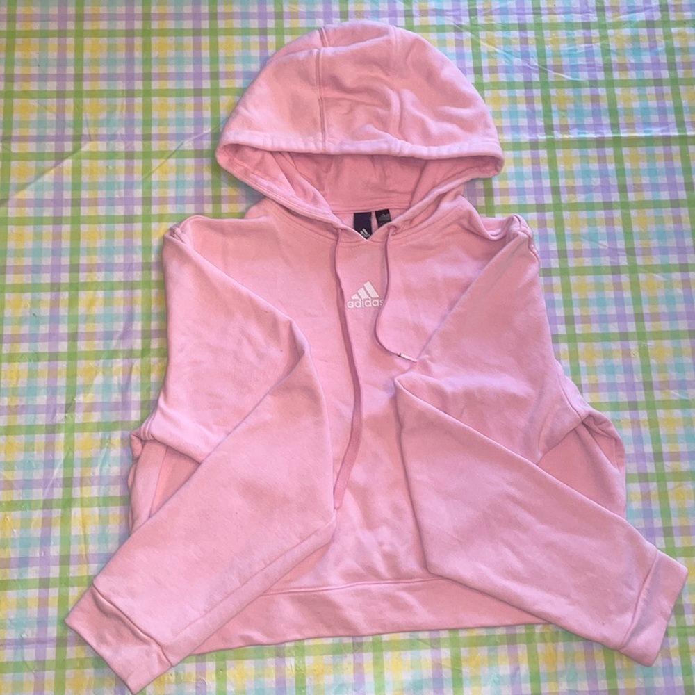 Pink Adidas Cropped Hoodie